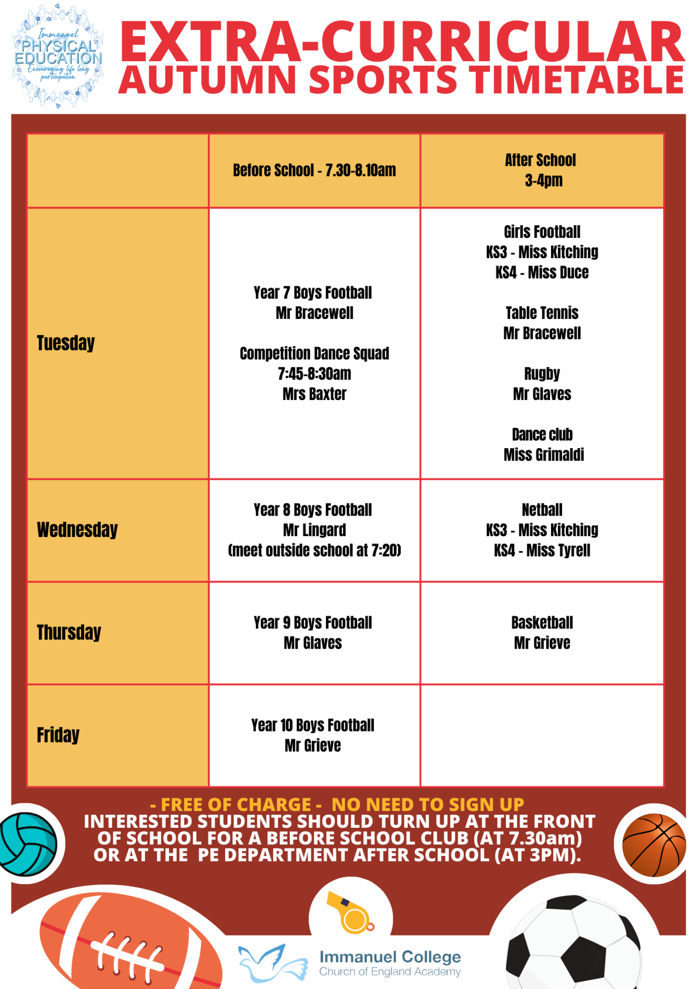 Extra Curricular Sports Timetable autumn 24 (2)